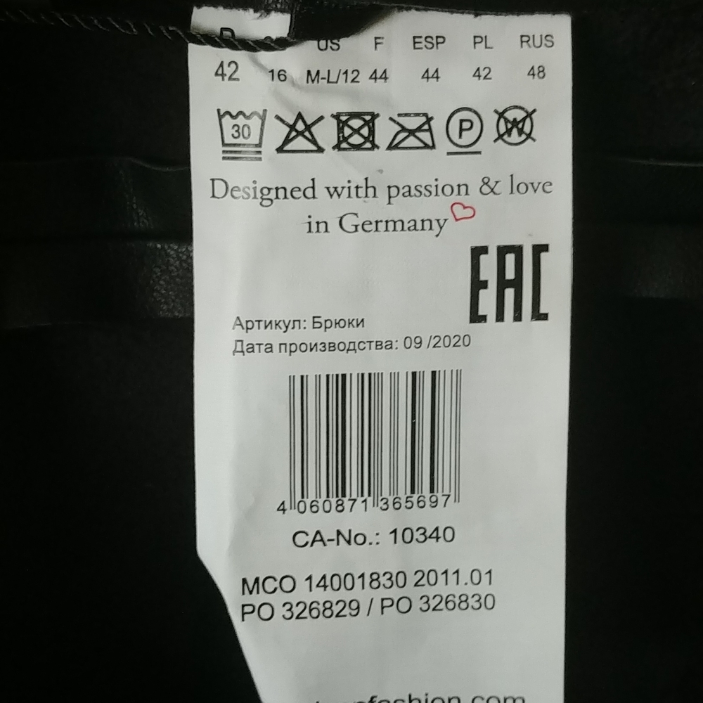 NWT,"OLSEN" BLACK PANTS,size 42, US M-L - Picture 9 of 13